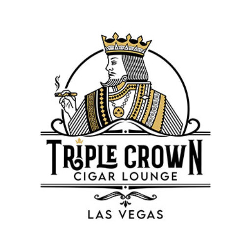 Logo for Triple Crown Cigar Lounge in Las Vegas featuring an illustration of a king holding a cigar.
